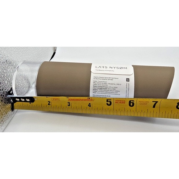 LARS NYSØM Austrian Design Electric Salt and Pepper Grinder Set Taupe Brown USB - Picture 7 of 13